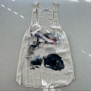 ARITZIA Wilfred 100% Silk Light Blush Print Racerback Tank Top Blouse Size XXS